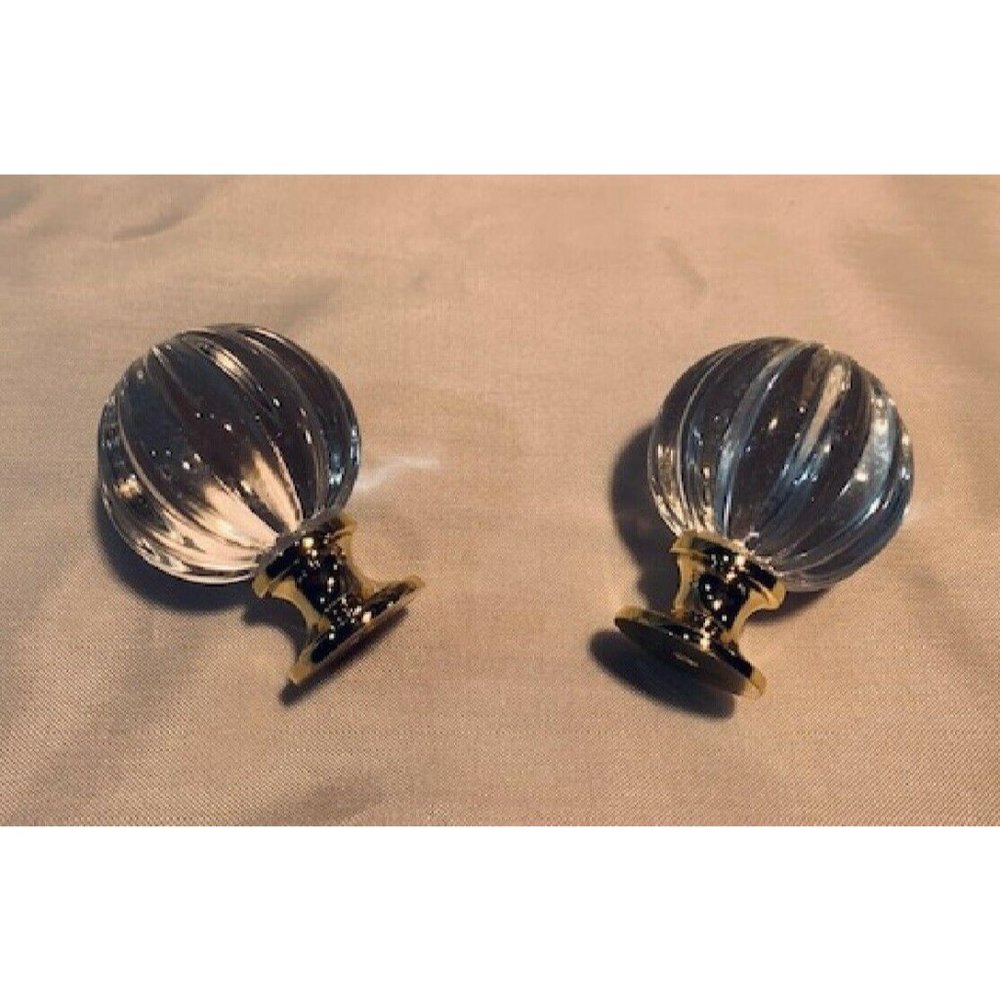 Two (2) Solid Large Clear Crystal Drawer Pulls 1 3/4" wide Two (2) 0170-01045C